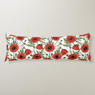 Coussins Longs Pépites, rouge et vert sur blanc