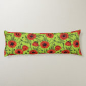 Coussins Longs Pépites, rouge et vert sur le vert citron (Dos)