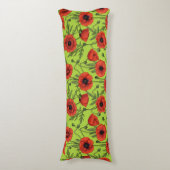 Coussins Longs Pépites, rouge et vert sur le vert citron (Devant (Vertical))