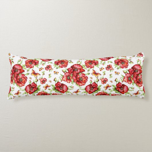 Coussins Longs Pépites rouges avec feuillage vert sur Arrière - p (Devant)