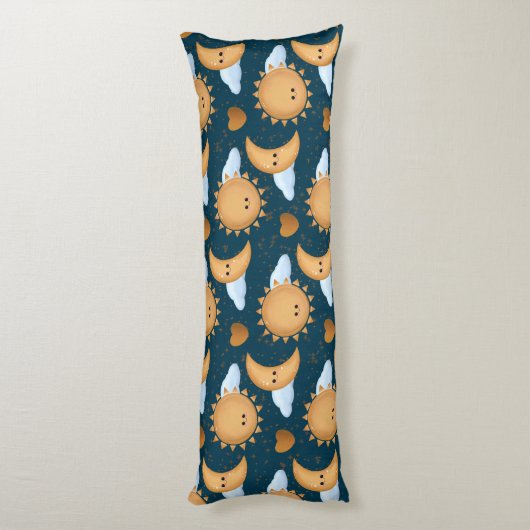 Coussins Longs Personalized Blue Sun Moon Good Night Good Morning (Dos (Vertical))