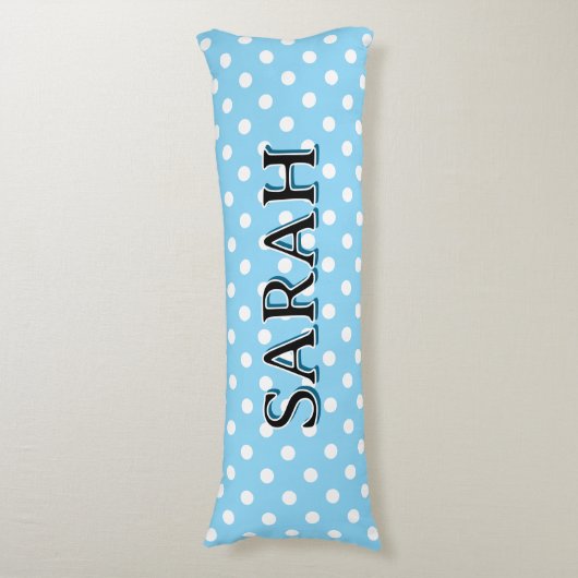 Coussins Longs Personalized Body Pillow with white polka dots (Devant (Vertical))