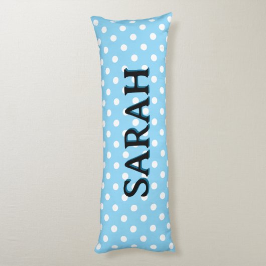 Coussins Longs Personalized Body Pillow with white polka dots (Dos (Vertical))