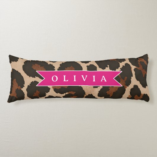 Coussins Longs Personalized Pink Leopard Print Chic Animal Print (Devant)