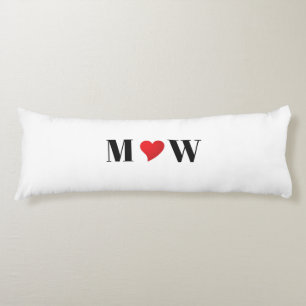 Coussins Longs Personnaliser deux initiales A Loves B coeur rouge