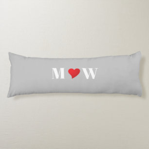 Coussins Longs Personnaliser deux initiales A Loves B coeur rouge