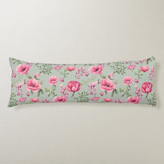 Coussins Longs Pétales de Prairie Rose en Fleur (Devant)