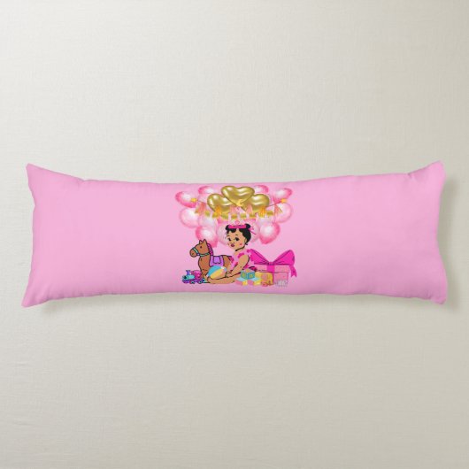 Coussins Longs Petite fille en rose (Devant)