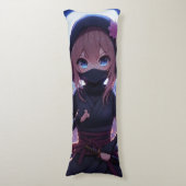 Coussins Longs Petite fille guerrière ninja (Devant (Vertical))