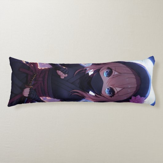 Coussins Longs Petite fille guerrière ninja (Devant)