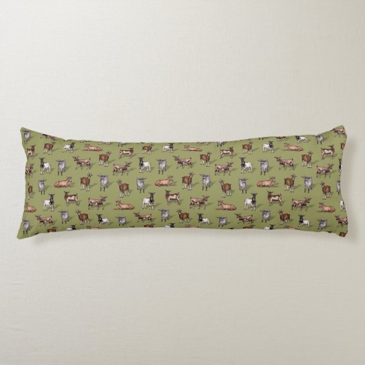 Coussins Longs Petites chèvres en vert - Motif de troupeau de chè (Devant)