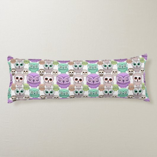 Coussins Longs Petits hiboux mignons aux couleurs pastel (Dos)