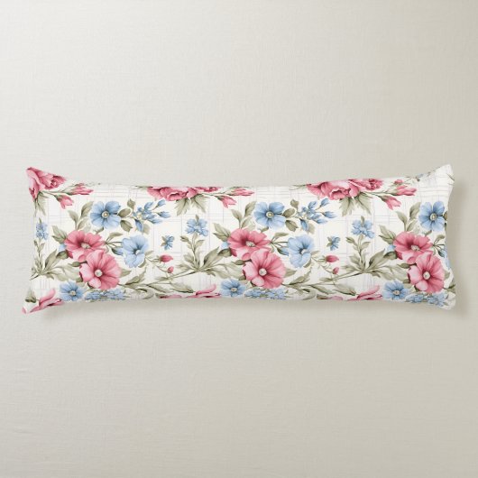 Coussins Longs Petunias roses et Sky Blue Daisies (Devant)