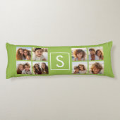 Coussins Longs Photo Collage personnalisé Monogramme - Vert chaux (Dos)