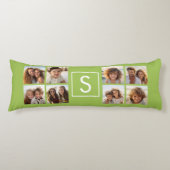 Coussins Longs Photo Collage personnalisé Monogramme - Vert chaux (Devant)