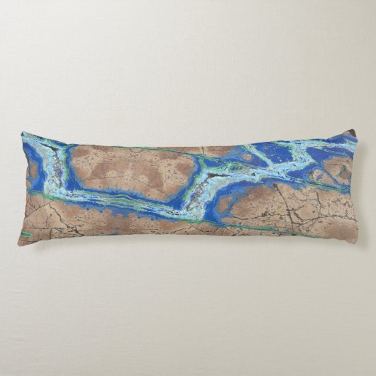 Coussins Longs Pierre azurite Beige et Turquoise (Devant)