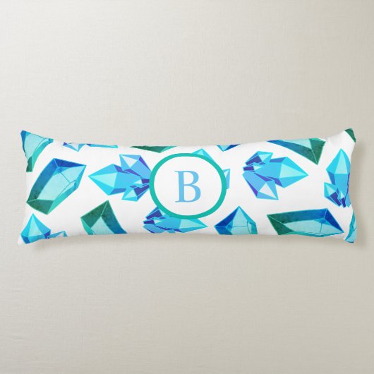 Coussins Longs Pierres de Géode Moderne Bleu & Vert (Devant)