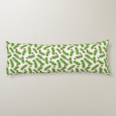 Coussins Longs Pin vert de Noël Feuilles & Baies rouges en blanc (Dos)