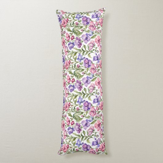 Coussins Longs Pink and Violet Sweet Peas (Dos (Vertical))