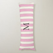 Coussins Longs Pink & Antique White Stripes Monogramme (Devant (Vertical))
