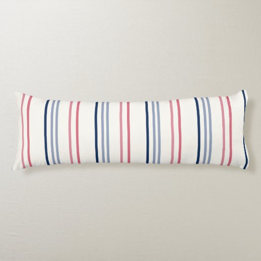 Coussins Longs Pink blue and white stripes (Devant)