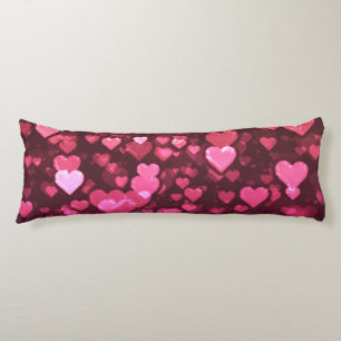 Coussins Longs Pink Bokeh Hearts papier peint Arrière - plan numé
