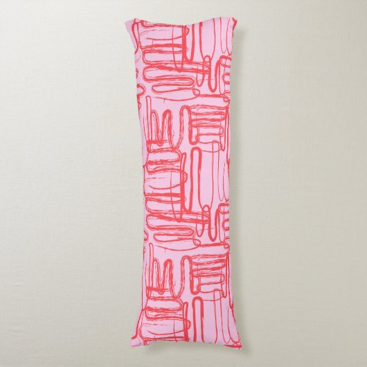 Coussins Longs Pink Curve Wavy Squiggle Abstract Modern (Devant (Vertical))