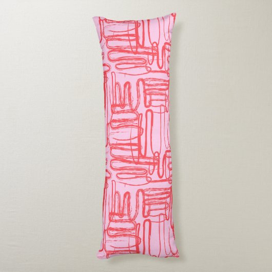Coussins Longs Pink Curve Wavy Squiggle Abstract Modern (Dos (Vertical))