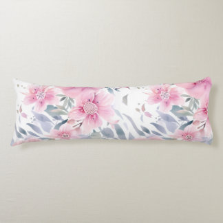 Coussins Longs Pink Floral Watercolor 