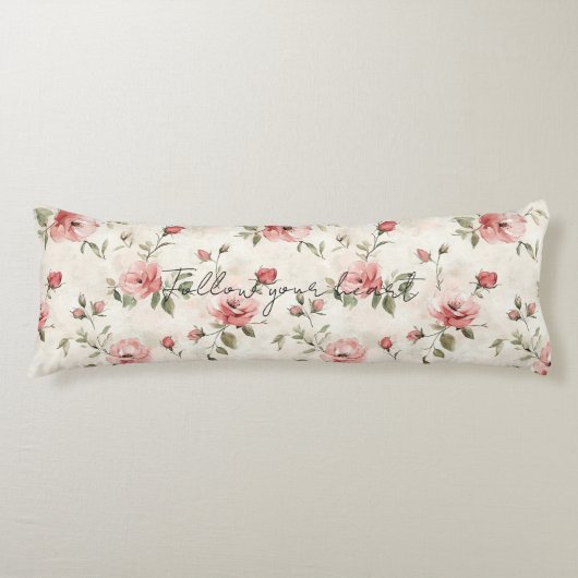 Coussins Longs Pink Roses Floral  (Devant)
