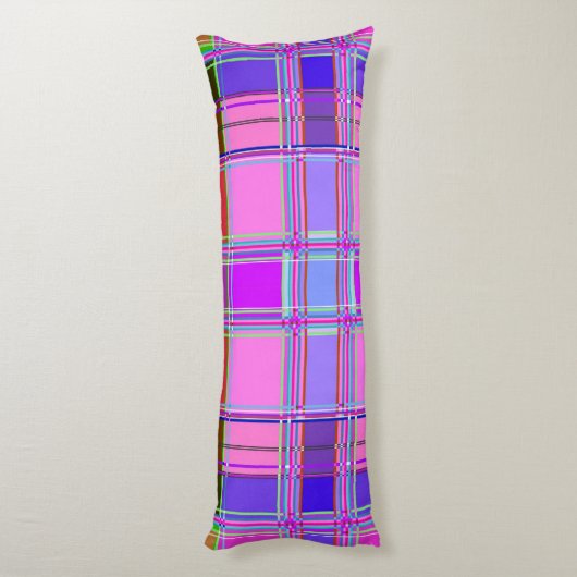 Coussins Longs Pink tartan Fabric Pattern Cloth Madras (Dos (Vertical))