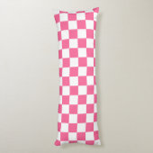 Coussins Longs Pink White Checkered Check Pattern (Dos (Vertical))