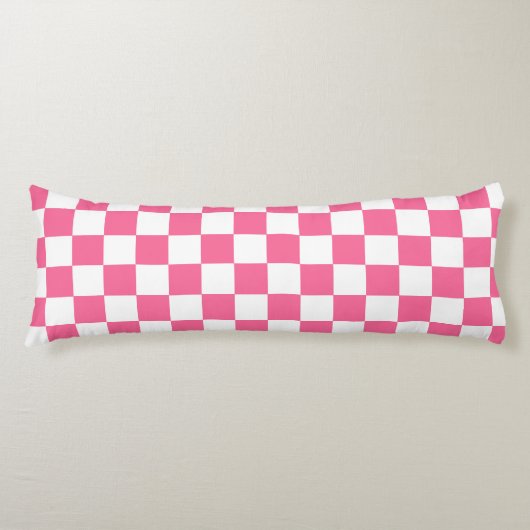 Coussins Longs Pink White Checkered Check Pattern (Devant)