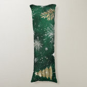 Coussins Longs Pins d'or Silver Snowflakes Hunter Green (Devant (Vertical))