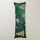 Coussins Longs Pins d'or Silver Snowflakes Hunter Green (Dos (Vertical))