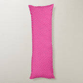 Coussins Longs Pinstripes diagonales - fuchsia rose et blanc (Dos (Vertical))