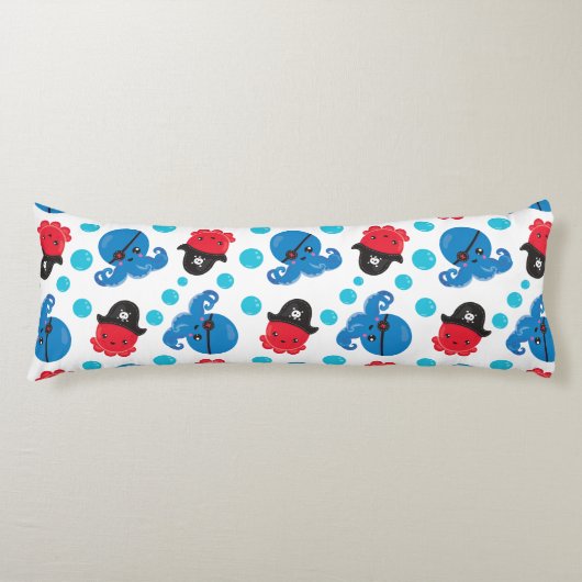 Coussins Longs Pirate Octopus, Motif de pieuvre, Animaux de mer (Devant)