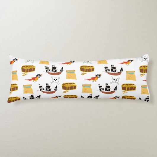 Coussins Longs Pirate Ship Treasure Motif à thème de coffre (Devant)