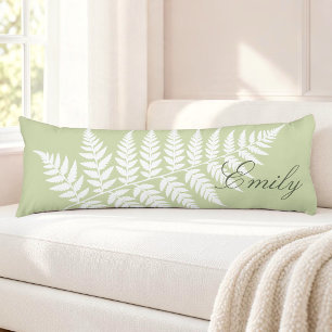 Coussins Longs Pistache Vert Blanc Fougère Élégant Minimaliste