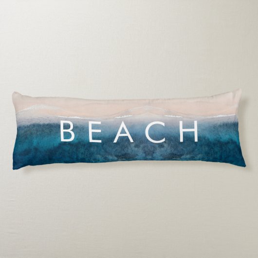 Coussins Longs PixDezines aquarelle PLAGE DE SABLE ROSE (Dos)