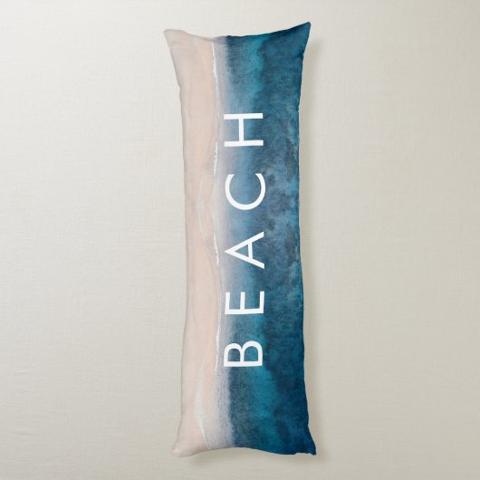 Coussins Longs PixDezines aquarelle PLAGE DE SABLE ROSE (Dos (Vertical))
