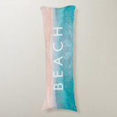 Coussins Longs PixDezines aquarelle PLAGE DE SABLE ROSE (Devant (Vertical))