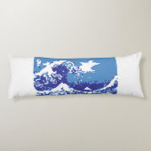 Coussins Longs Pixel Tsunami bleu 8 bits Pixel Art (Dos)