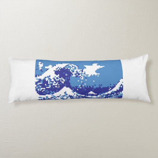 Coussins Longs Pixel Tsunami bleu 8 bits Pixel Art (Dos)