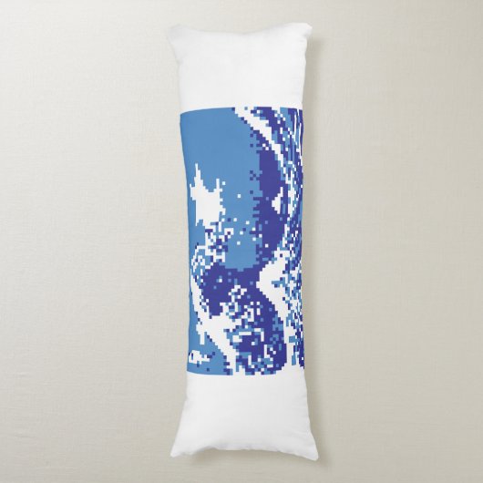 Coussins Longs Pixel Tsunami bleu 8 bits Pixel Art (Devant (Vertical))