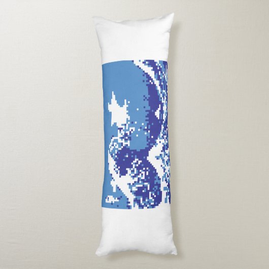Coussins Longs Pixel Tsunami bleu 8 bits Pixel Art (Dos (Vertical))