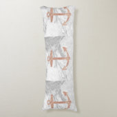 Coussins Longs plage chic ceinturé rose or ancre marbre blanc (Devant (Vertical))