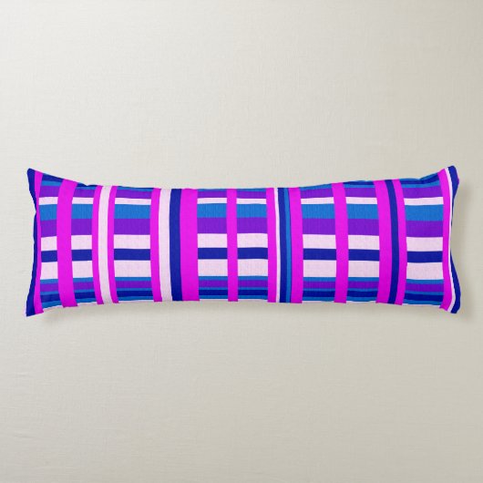 Coussins Longs Plaid bleu rose violet (Devant)