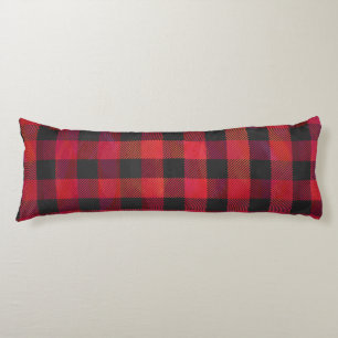 Coussins Longs Plaid Checkered rouge et noir