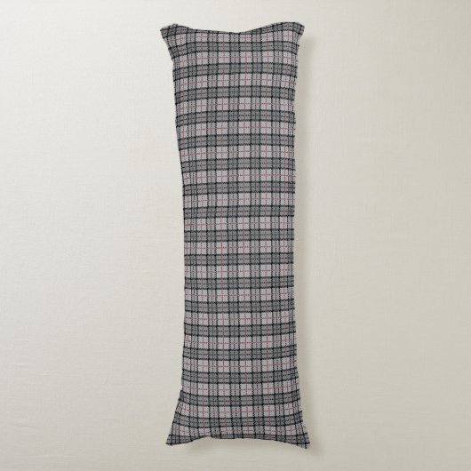 Coussins Longs Plaid de pixel dans le gris avec la rayure rouge (Devant (Vertical))